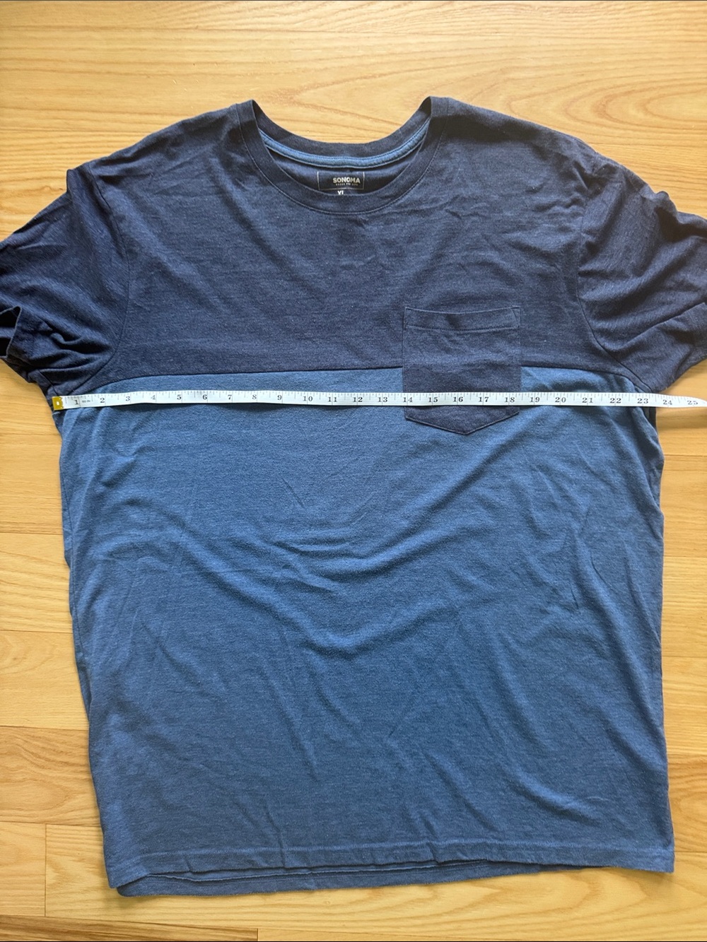 Sonoma Goods For Life XL Colorblock Pocket T-Shirt Blue Gray Casual Tee - Picture 6 of 8